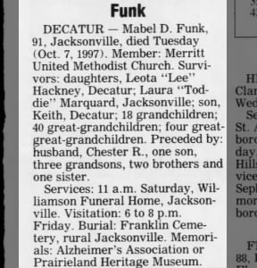 Obituary for Mabel D. Funk
