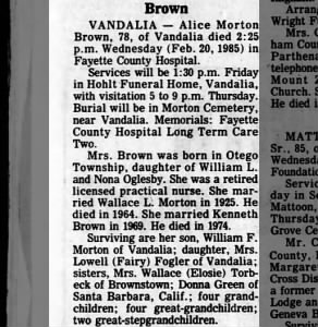 Obituary for Alice Morton Brown