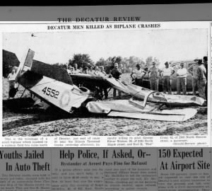 Decatur Men Killed as Biplane Crashes (photo)
